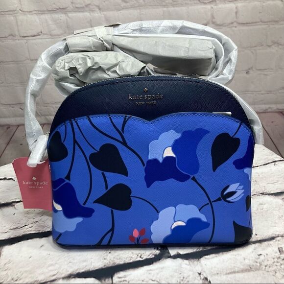 KATE SPADE Blue Floral Payton Dome Crossbody Perfect Summer Bag. NWT - Picture 1 of 16